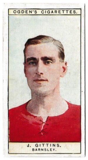 Ogden's - 'Captains of Association Football Clubs, & Colours' (1926) - Card #3 - J. Gittins (Barnsley) Ogden's - 'Captains of Association Football Clubs, & Colours' (1926) - Card #3 - J. Gittins (Barnsley)