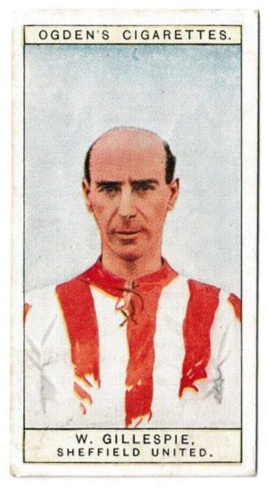 Ogden's - 'Captains of Association Football Clubs, & Colours' (1926) - Card #33 - W. Gillespie (Sheffield United) Ogden's - 'Captains of Association Football Clubs, & Colours' (1926) - Card #33 - W. Gillespie (Sheffield United)