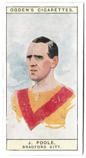 Ogden's - 'Captains of Association Football Clubs, & Colours' (1926) - Card #8 - J. Poole (Bradford City) Ogden's - 'Captains of Association Football Clubs, & Colours' (1926) - Card #8 - J. Poole (Bradford City)