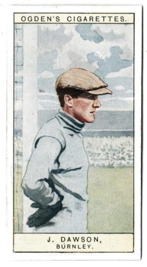 Ogden's - 'Captains of Association Football Clubs, & Colours' (1926) - Card #9 - J. Dawson (Burnley) Ogden's - 'Captains of Association Football Clubs, & Colours' (1926) - Card #9 - J. Dawson (Burnley)