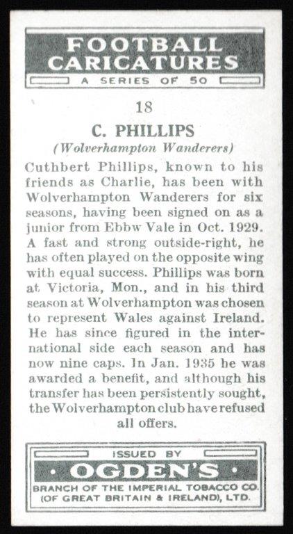 Ogden's - 'Football Caricatures' (1935) - C. Phillips (Wolves) Ogden's - 'Football Caricatures' (1935) - C. Phillips (Wolves)