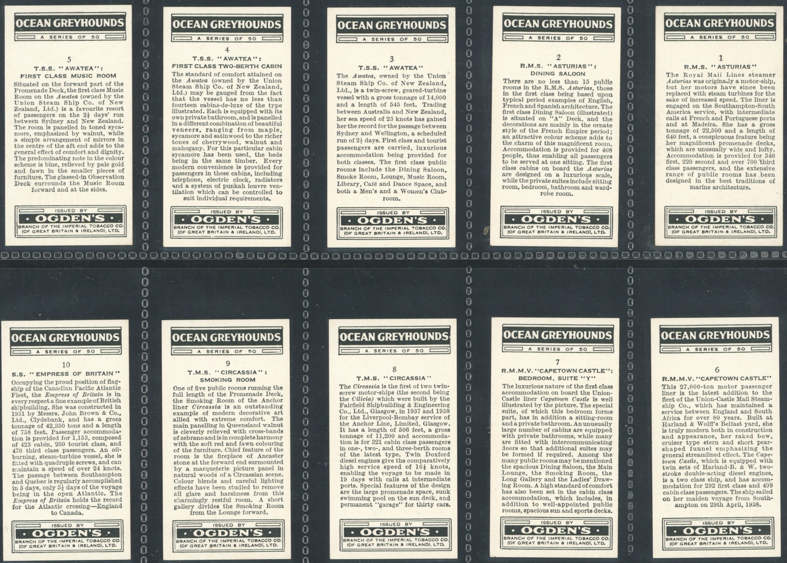 Ogden's - 'Ocean Greyhounds' - Complete Set (1938) Ogden's - 'Ocean Greyhounds' - Complete Set (1938)