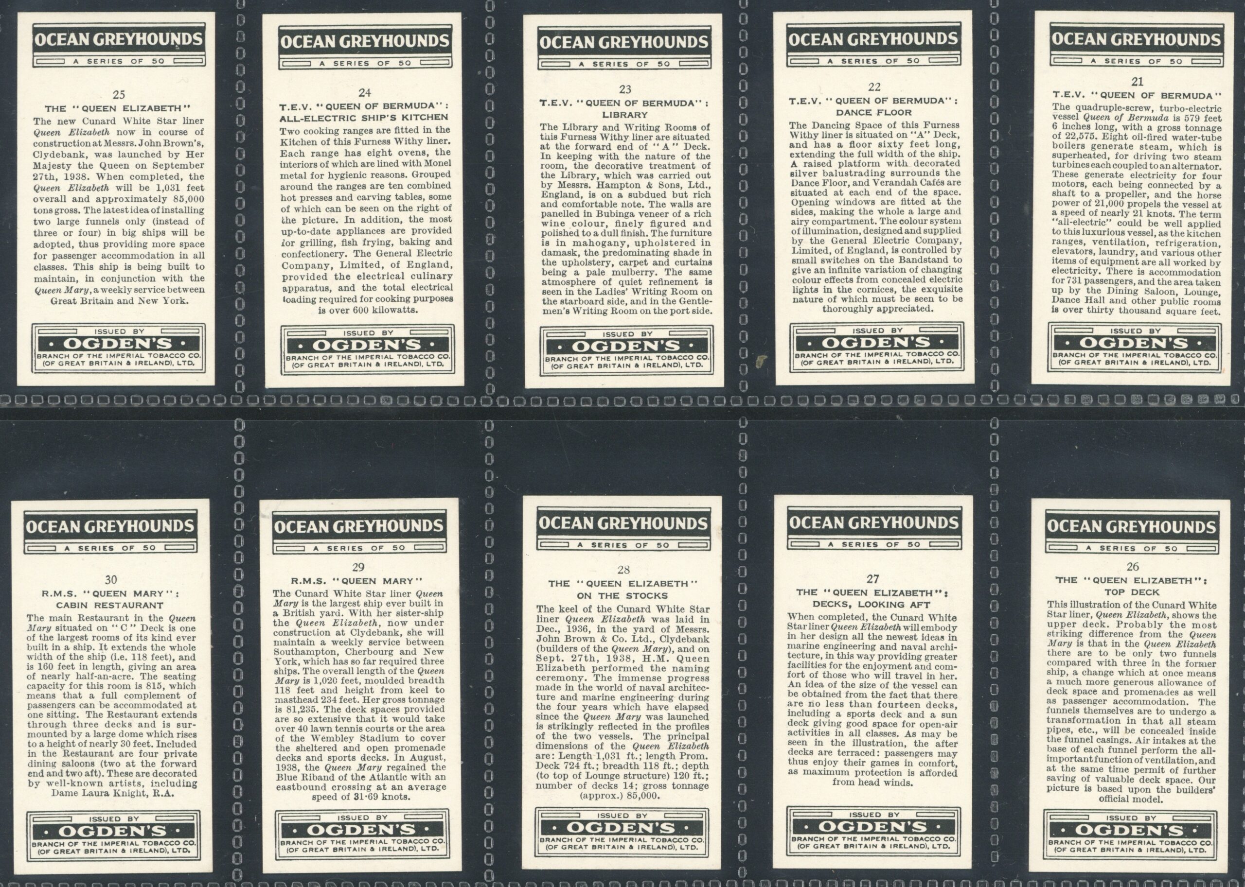Ogden's - 'Ocean Greyhounds' - Complete Set (1938) Ogden's - 'Ocean Greyhounds' - Complete Set (1938)