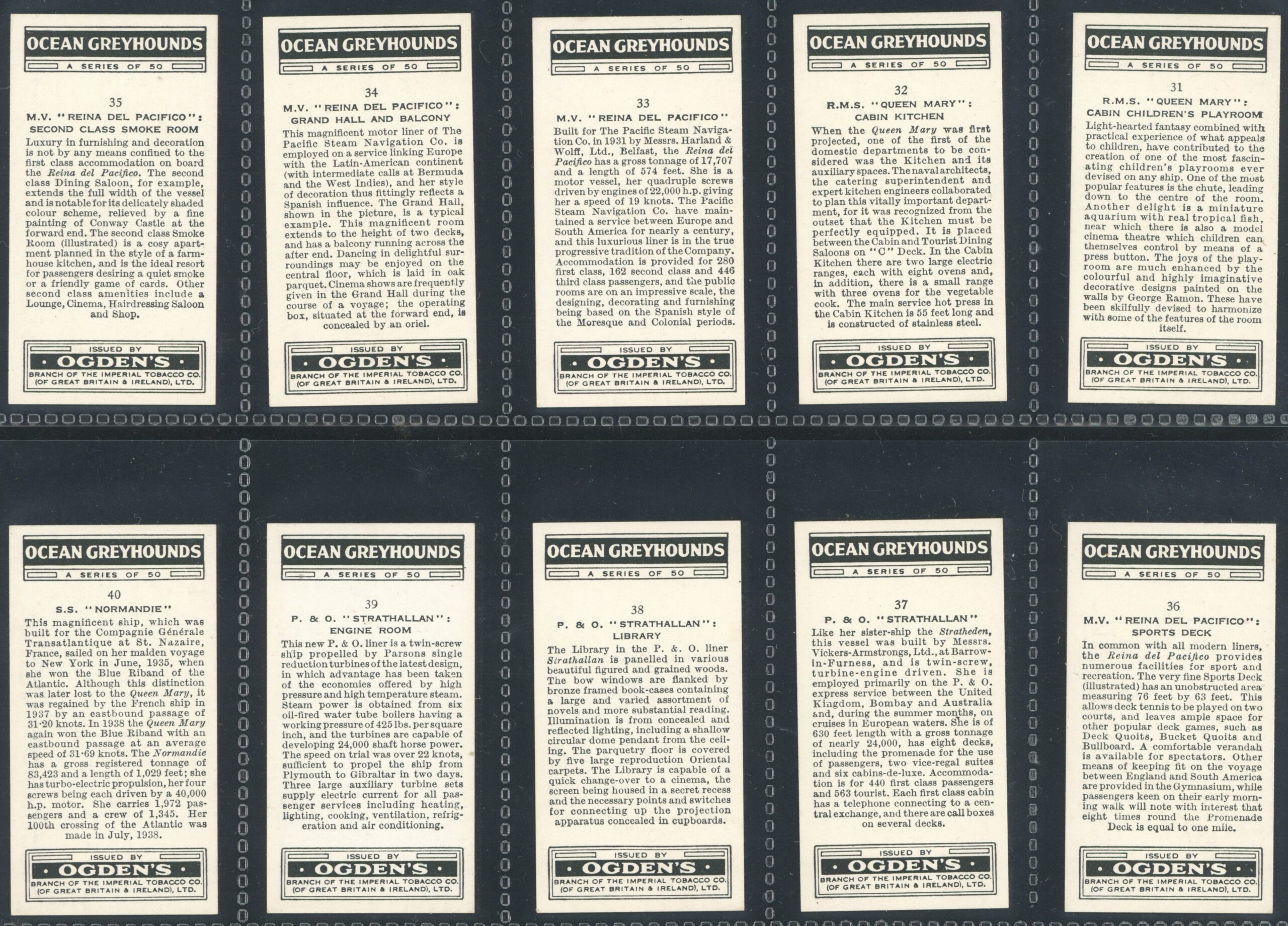 Ogden's - 'Ocean Greyhounds' - Complete Set (1938) Ogden's - 'Ocean Greyhounds' - Complete Set (1938)