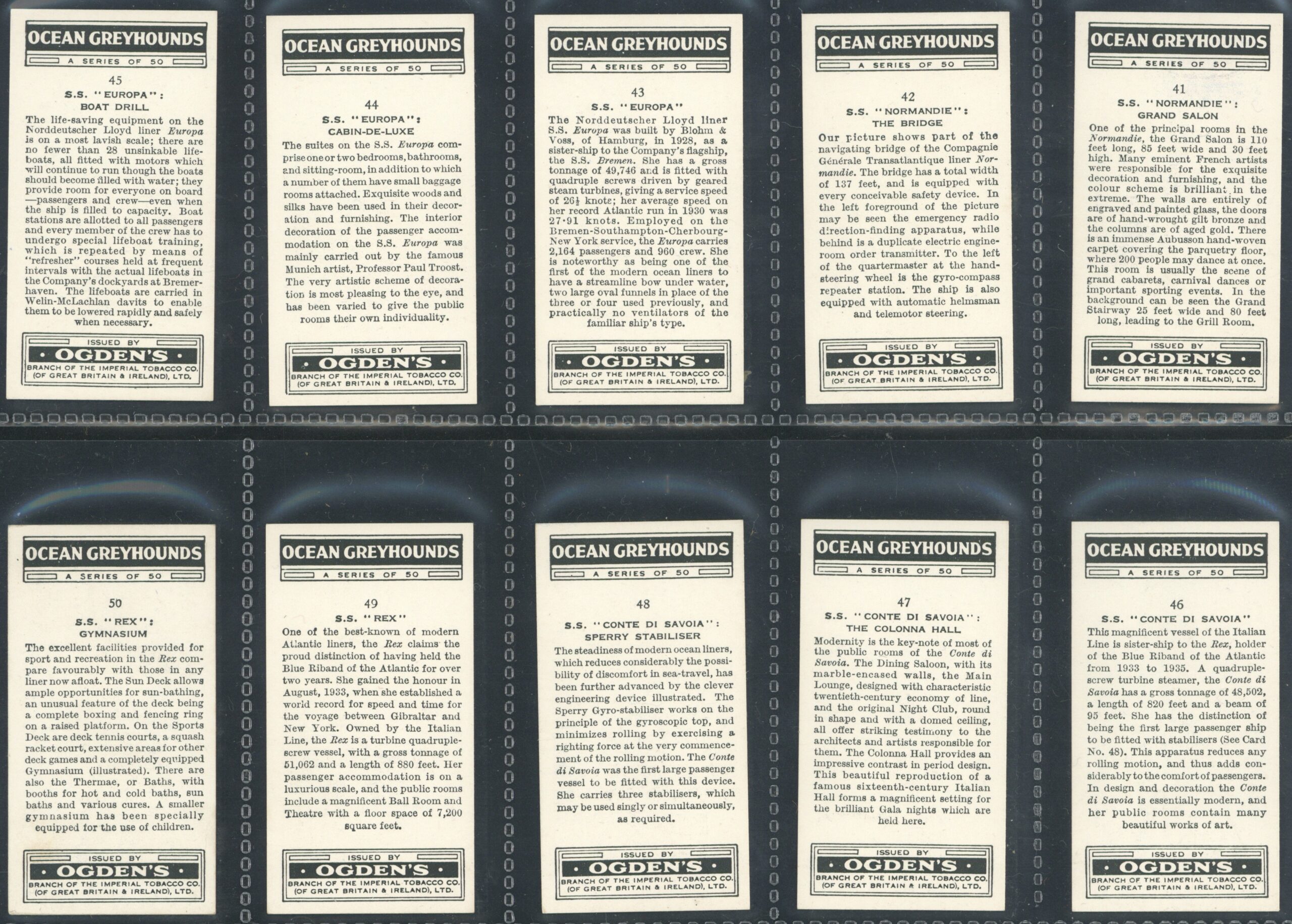Ogden's - 'Ocean Greyhounds' - Complete Set (1938) Ogden's - 'Ocean Greyhounds' - Complete Set (1938)