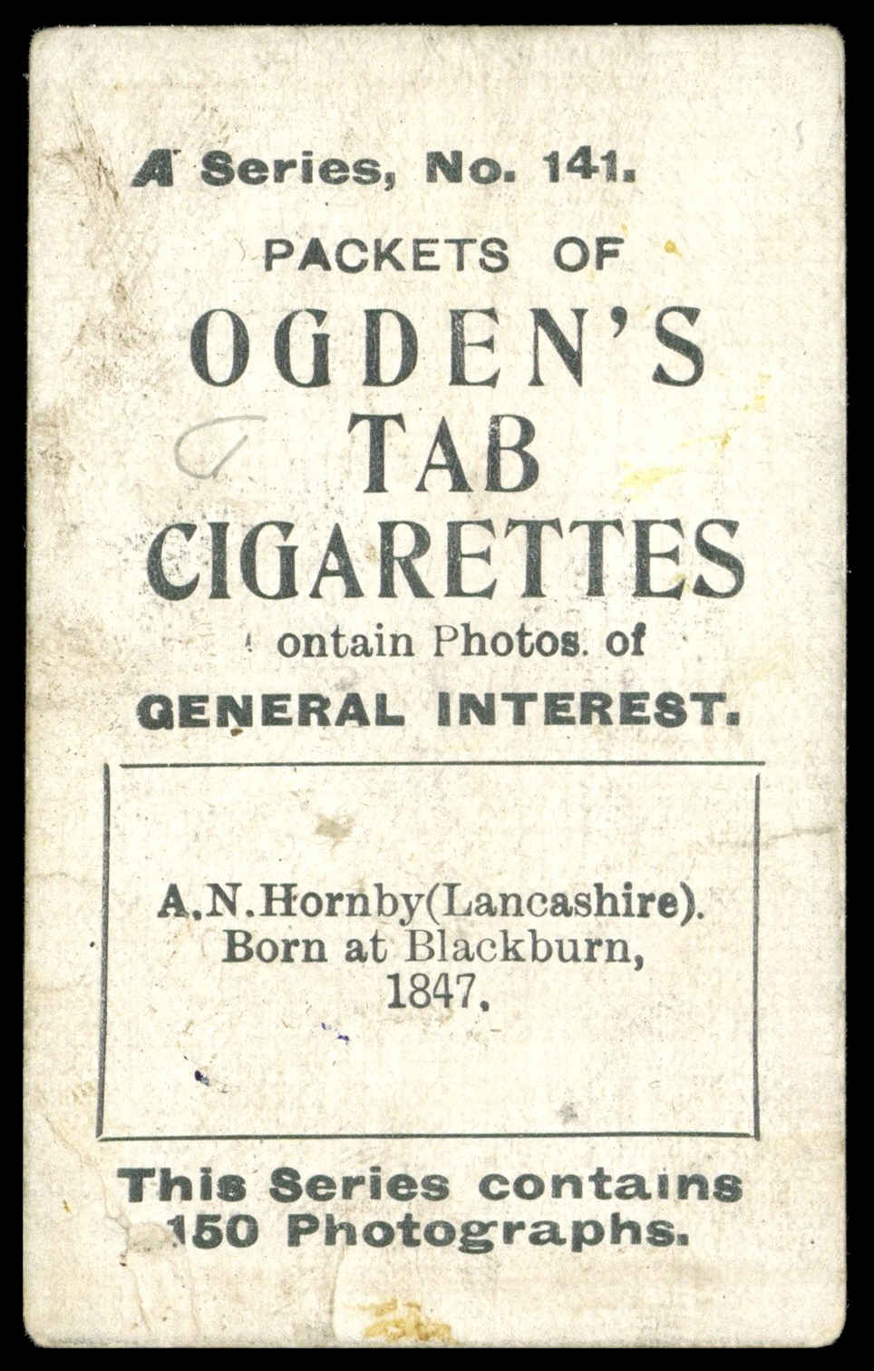 Ogden's - 'Tabs A - Cricket' (1901) - A.N. Hornby (Lancashire) Ogden's - 'Tabs A - Cricket' (1901) - A.N. Hornby (Lancashire)