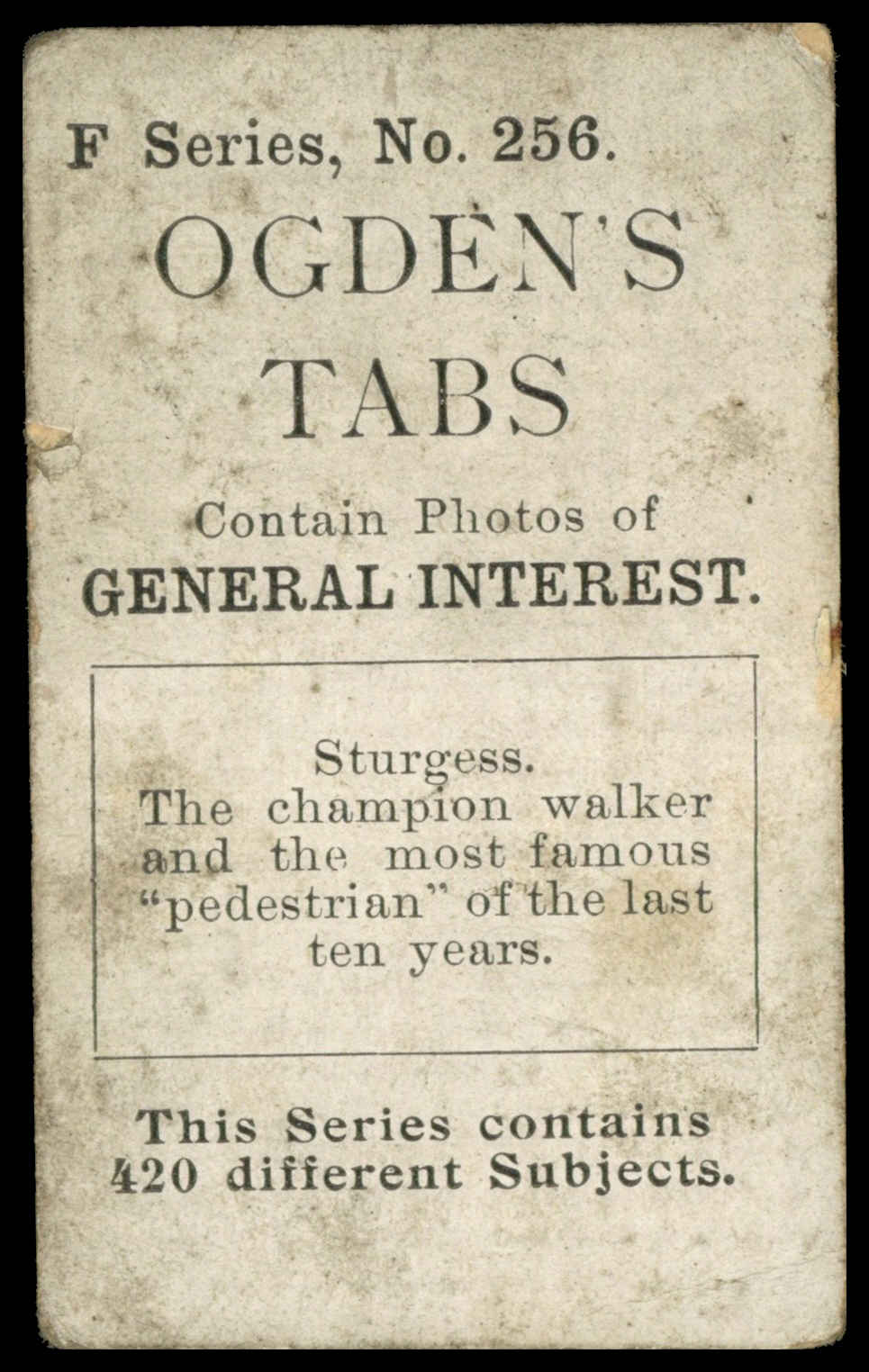 Ogden's - 'Tabs F - Athletics' (1902) - Sturgess (Walker) Ogden's - 'Tabs F - Athletics' (1902) - Sturgess (Walker)