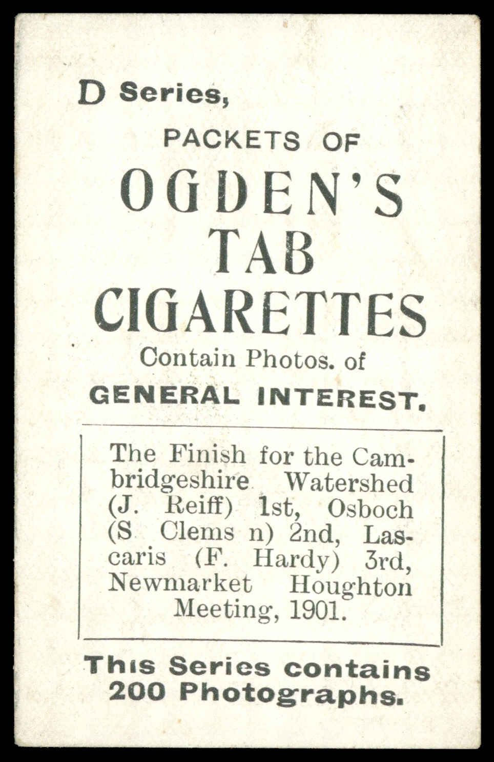 Ogden's - 'Tabs D - Horseracing' (1902) - The Finish for the Cambridgeshire Ogden's - 'Tabs D - Horseracing' (1902) - The Finish for the Cambridgeshire