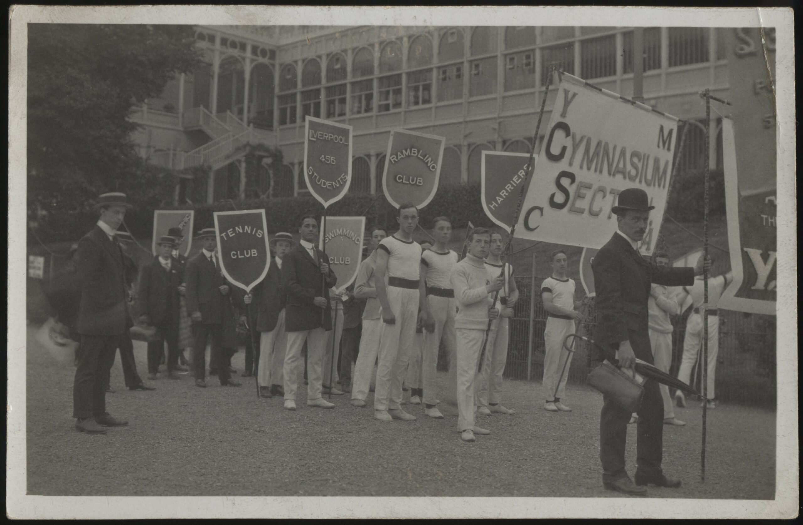 Real Photo - 'Vintage YMCA Gymnasium Section Parade' (c1910's) - Unused Postcard Real Photo - 'Vintage YMCA Gymnasium Section Parade' (c1910's) - Unused Postcard