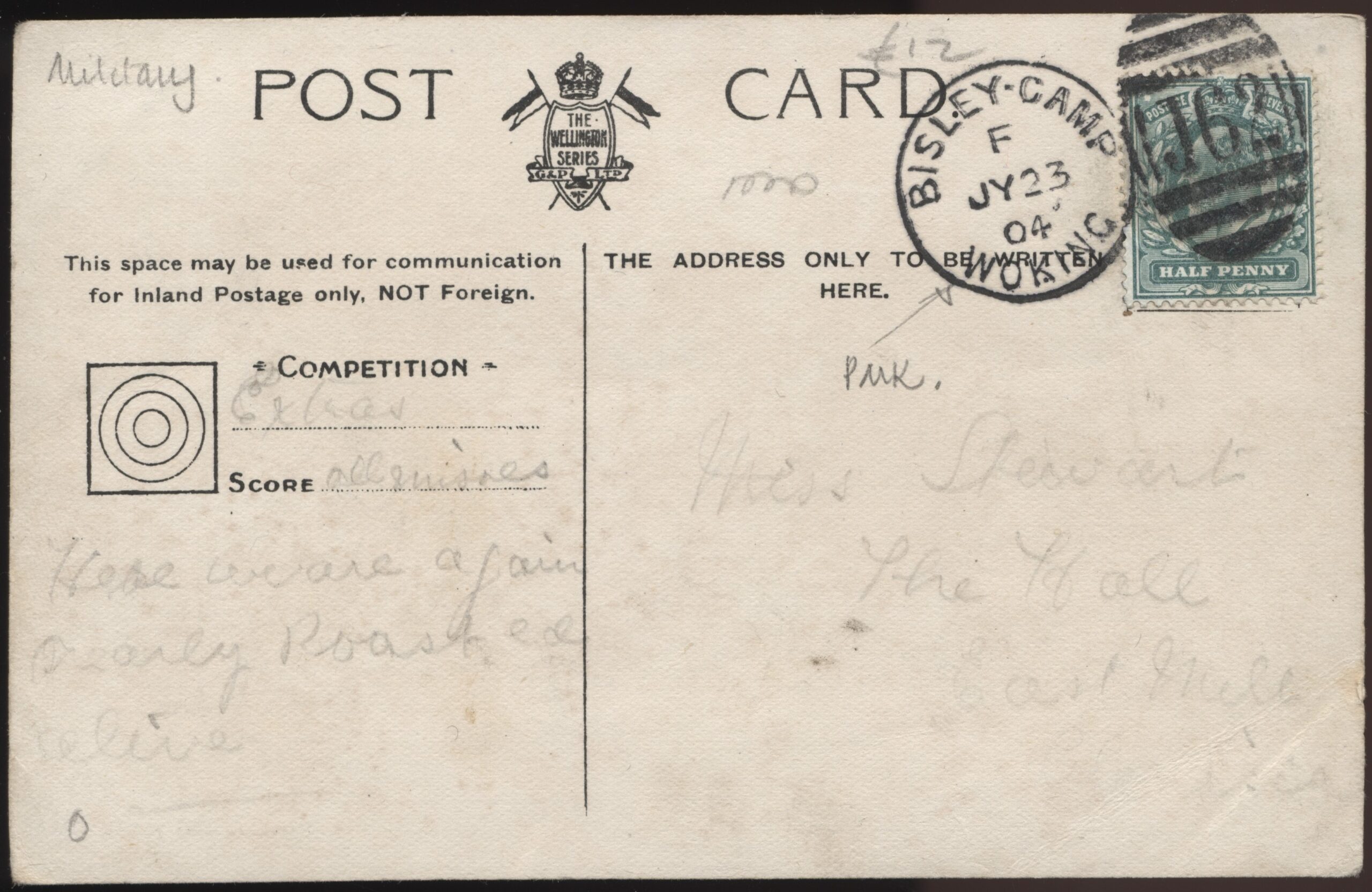 G&P - 'Bisley Camp firing at 600 Yards Postcard' (1904) - Used Postcard G&P - 'Bisley Camp firing at 600 Yards Postcard' (1904) - Used Postcard