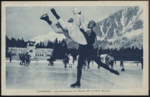 Real Photo - 'Brunet/Brunet World Champions Ice Skating Olympics Chamonix' (1924) - Unused Postcard