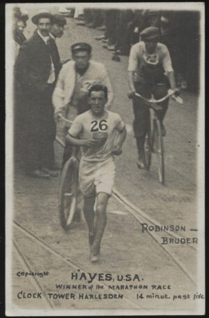 Robinson - 'J Hayes London Olympic Marathon Winner Clock Tower Harlsden' (1908) - Postmarked 1908