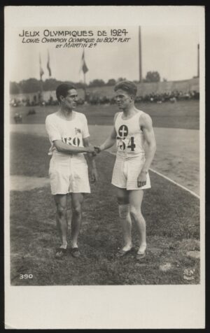 Real Photo - 'Paris Olympics - Douglas Lowe/Paul Martin 800m Gold/Silver Medalists' (1924) - Unused Postcard