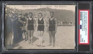 Antwerp Olympics - 'USA Swim Team - Warren Kealoha, Ellen Mozes, Pua Kealoha' (1920) - PSA Authenticated Postcard