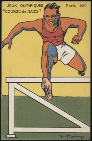 Paris Olympics - 'Olympics Poster - Hurdles Race' (1924) - Unused Postcard