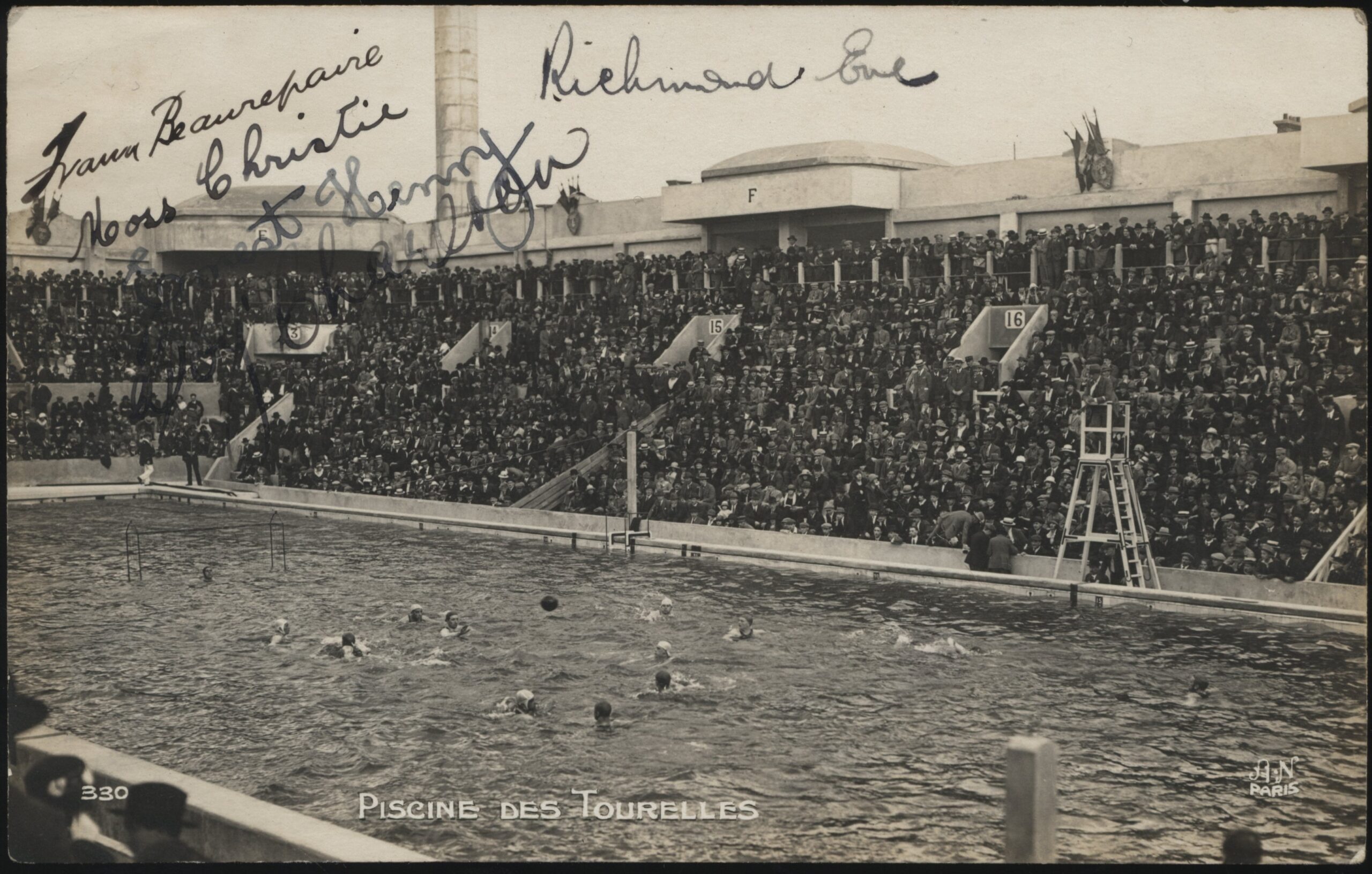 A.N. Paris - 'Olympics Water Polo Gold Medal Match Multi Signed Australian Swimmers/Diver' (1924) - Postcard A.N. Paris - 'Olympics Water Polo Gold Medal Match Multi Signed Australian Swimmers/Diver' (1924) - Postcard