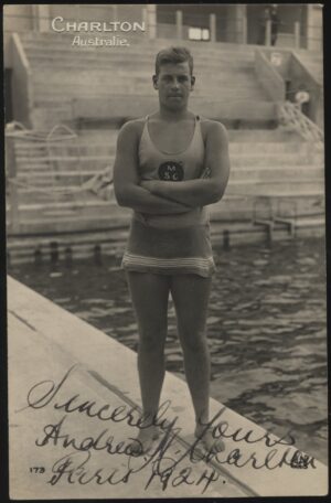 A.N. Paris - 'Andrew (Boy) Charlton Olympics 1500m Gold Medalist' (1924) - Signed Postcard