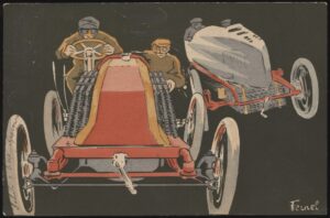 Fernand Fernel - 'Motor Racing Postcard' (1905) - Postmarked Rome 1905