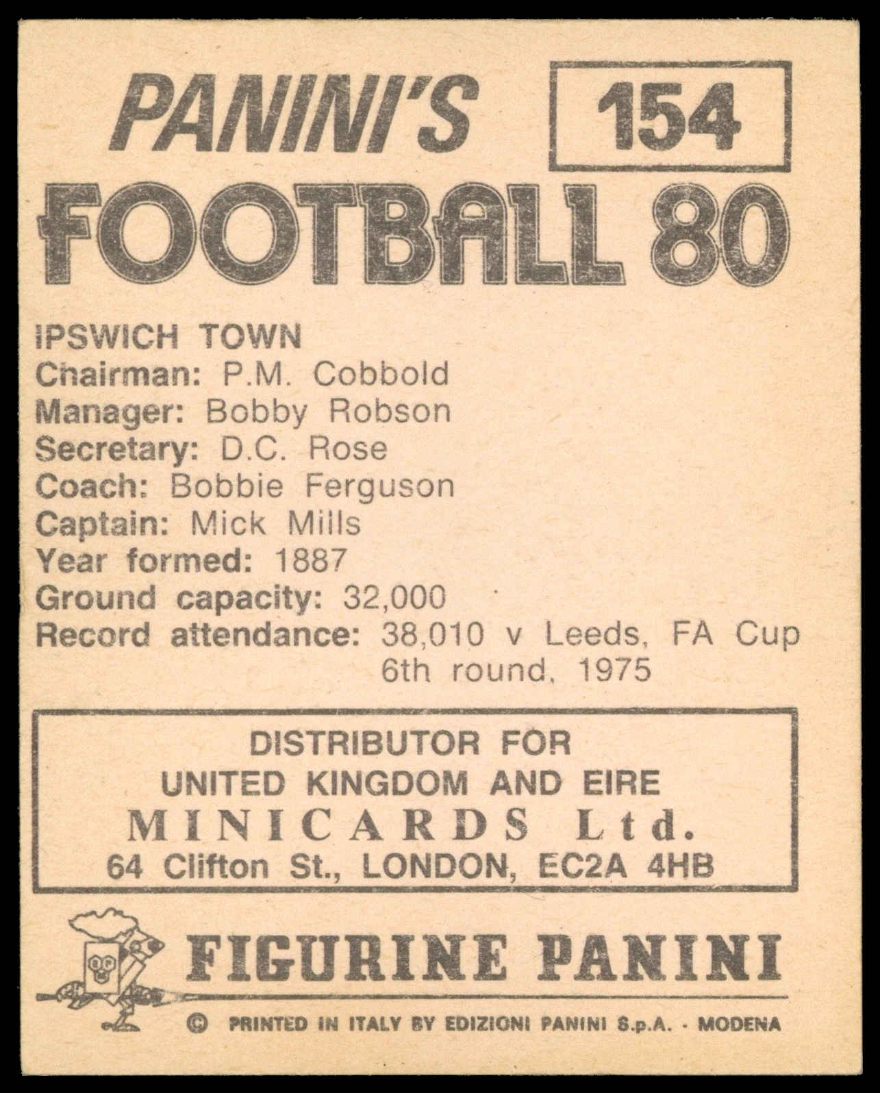 Panini - 'Football 80' - Badge (Ipswich Town) (1980) Panini - 'Football 80' - Badge (Ipswich Town) (1980)