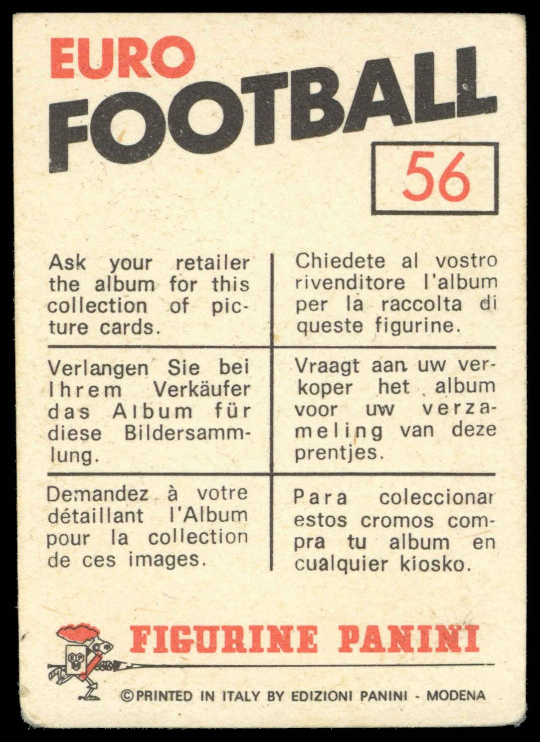 Panini - 'Euro Football' (1976) - Holzenbein (West Germany) Panini - 'Euro Football' (1976) - Holzenbein (West Germany)