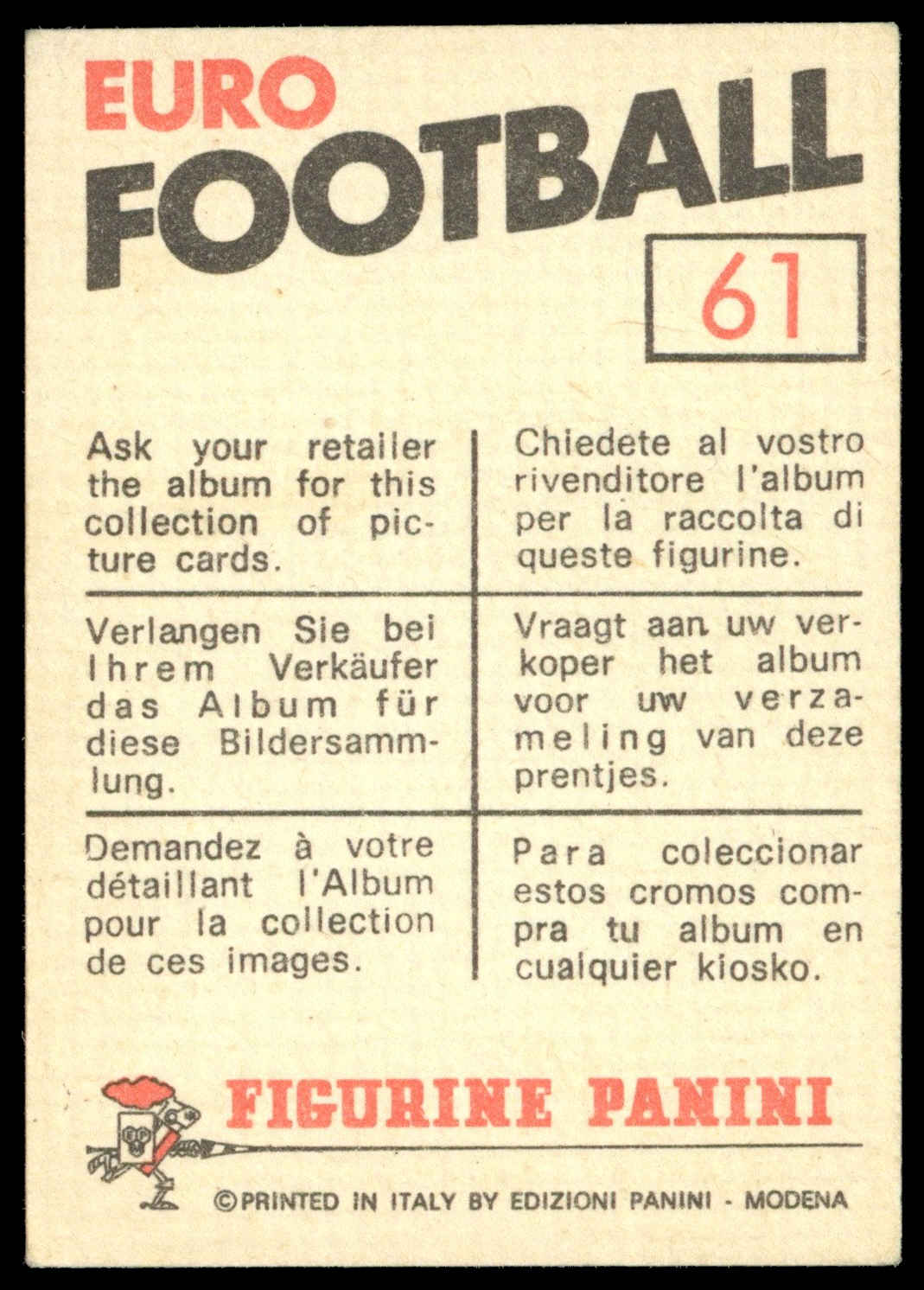 Panini - 'Euro Football' (1976) - English FA Badge; Panini - 'Euro Football' (1976) - English FA Badge;