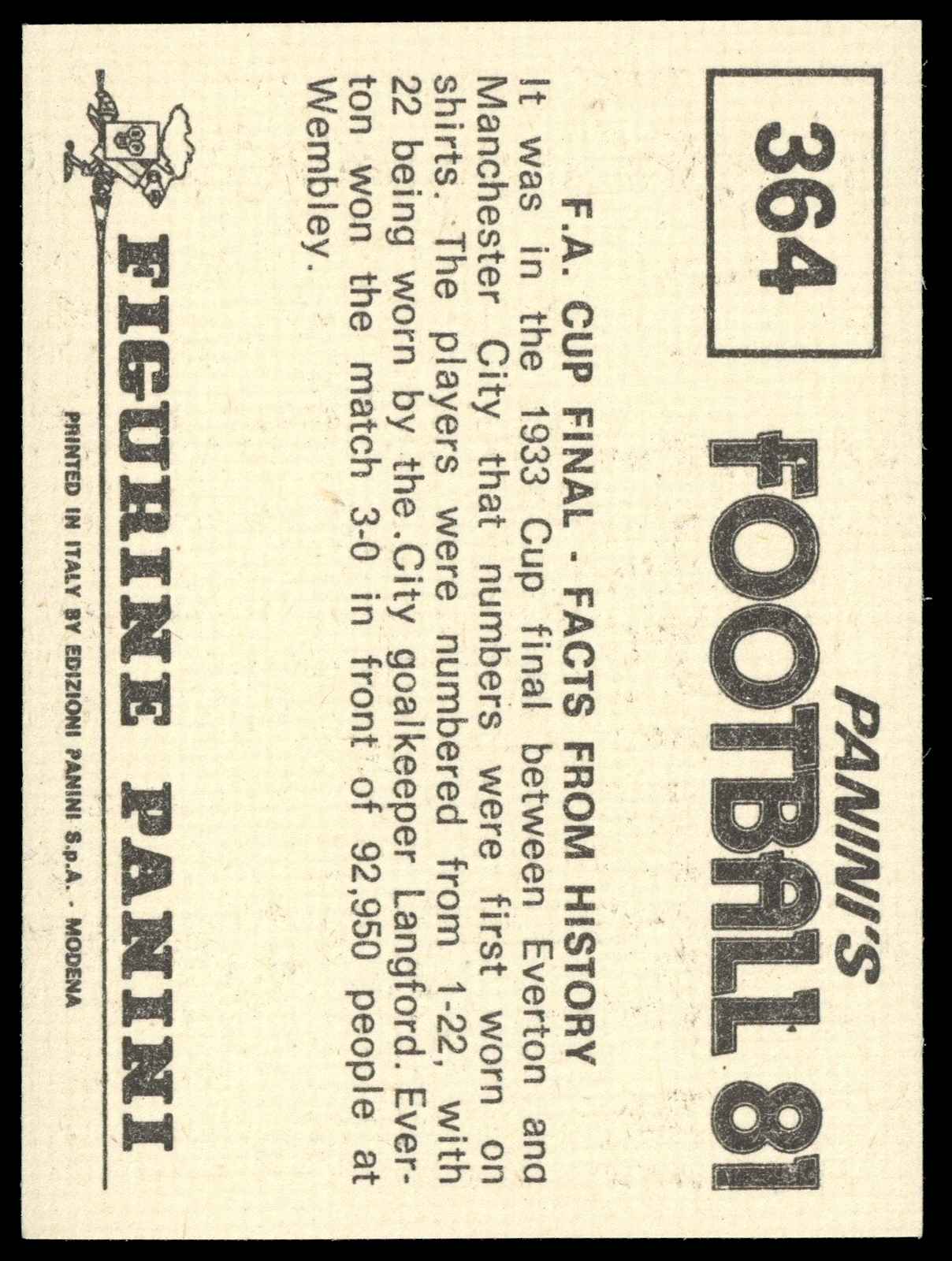 Panini - 'Football 81' (1981) - Paul Allen & Liam Brady (Cup Final Action) Panini - 'Football 81' (1981) - Paul Allen & Liam Brady (Cup Final Action)