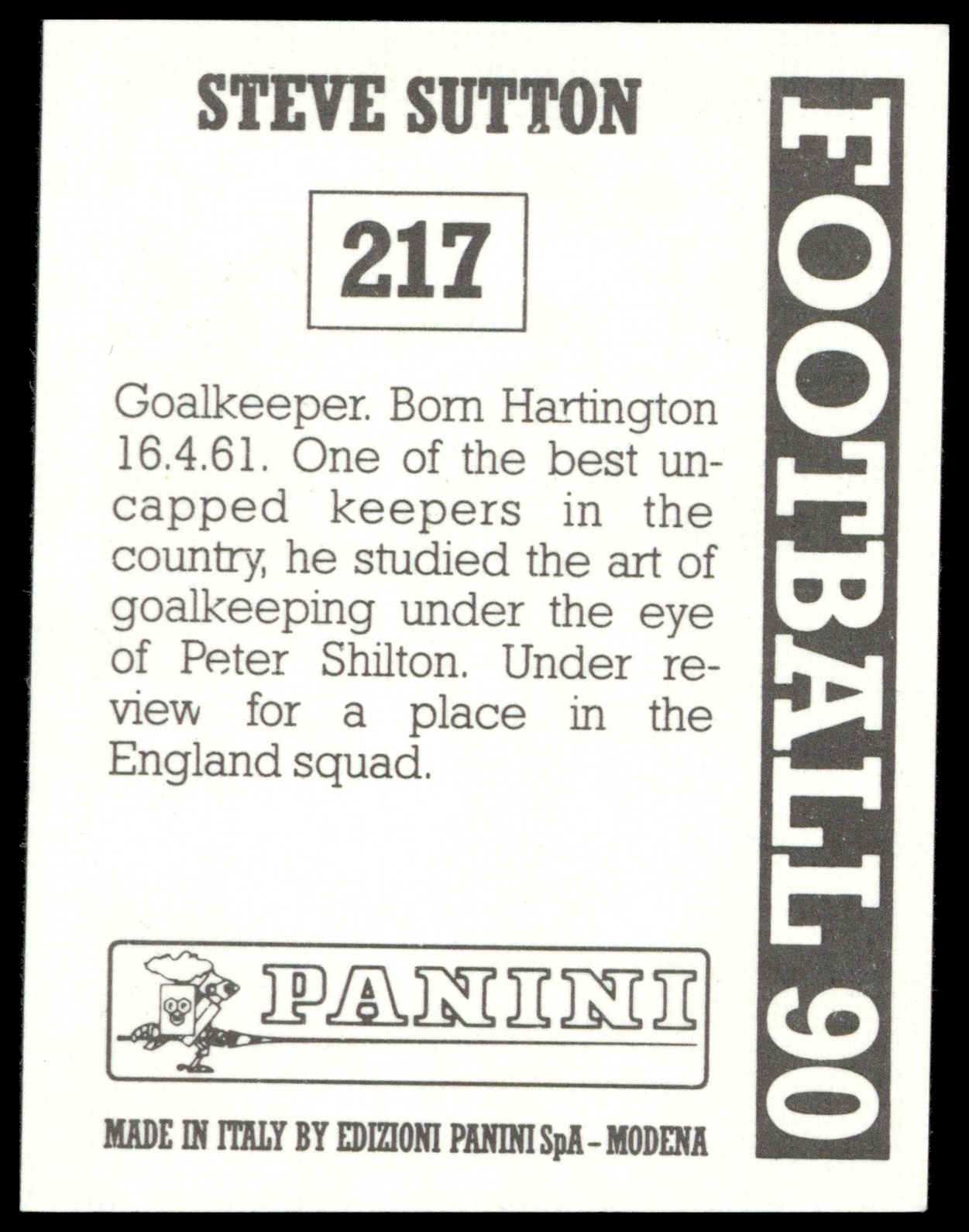 Panini - 'Football 90' (1990) - Steven Sutton (Nottingham Forest) Panini - 'Football 90' (1990) - Steven Sutton (Nottingham Forest)