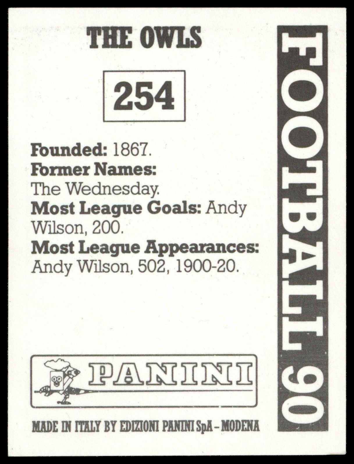 Panini - 'Football 90' (1990) - Team Photo (Sheffield Wednesday) Panini - 'Football 90' (1990) - Team Photo (Sheffield Wednesday)