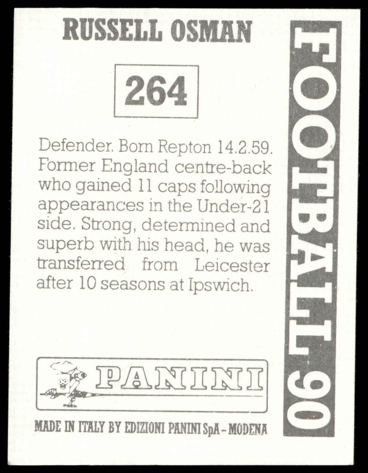 Panini - 'Football 90' (1990) - Russell Osman (Southampton) Panini - 'Football 90' (1990) - Russell Osman (Southampton)