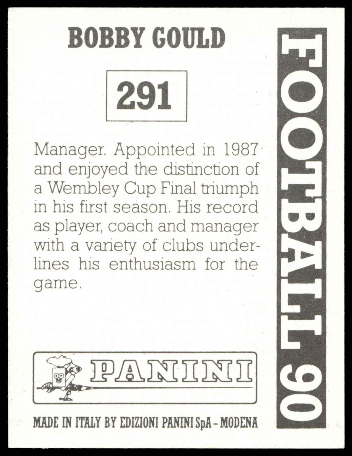 Panini - 'Football 90' (1990) - Bobby Gould (Wimbledon) Panini - 'Football 90' (1990) - Bobby Gould (Wimbledon)