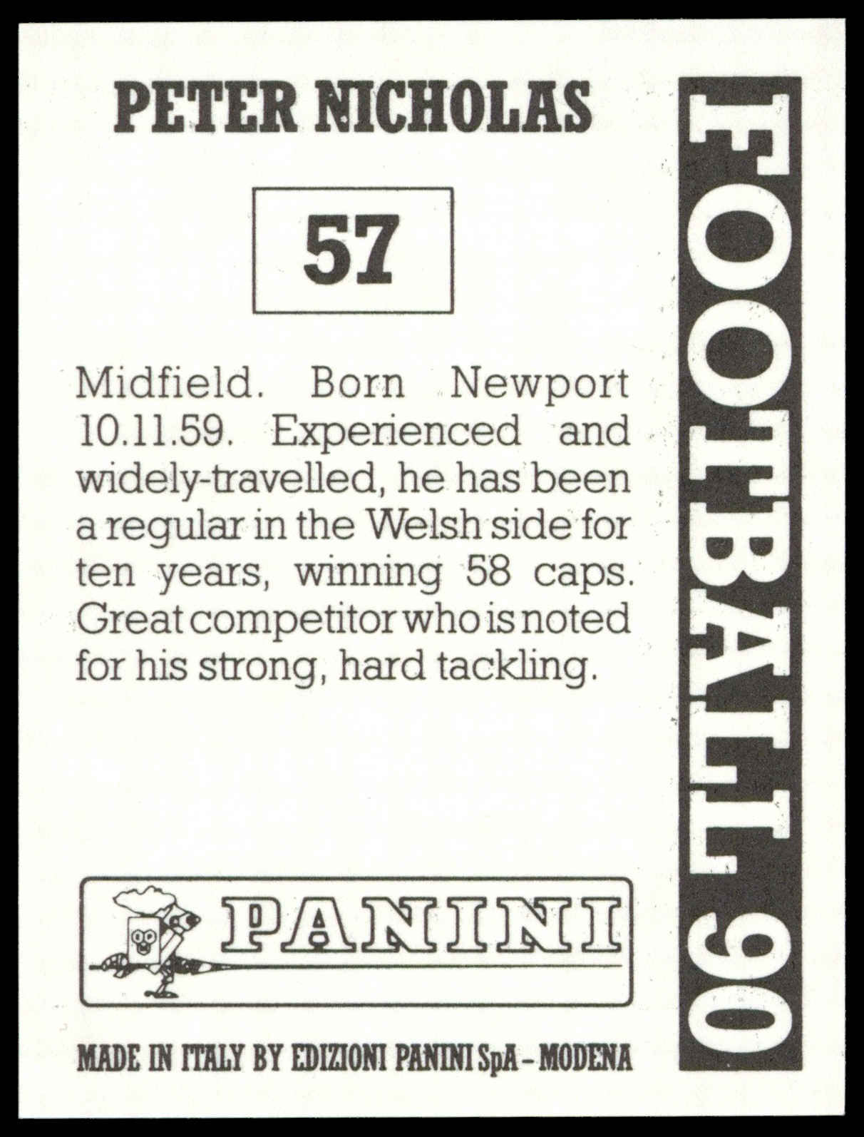 Panini - 'Football 90' (1990) - Peter Nicholas (Chelsea) Panini - 'Football 90' (1990) - Peter Nicholas (Chelsea)