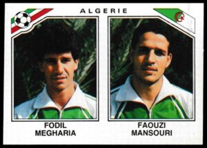 Panini - 'Mexico 86' (1986) - Fodil Megharia & Faouzi Mansouri (Algeria) Panini - 'Mexico 86' (1986) - Fodil Megharia & Faouzi Mansouri (Algeria)