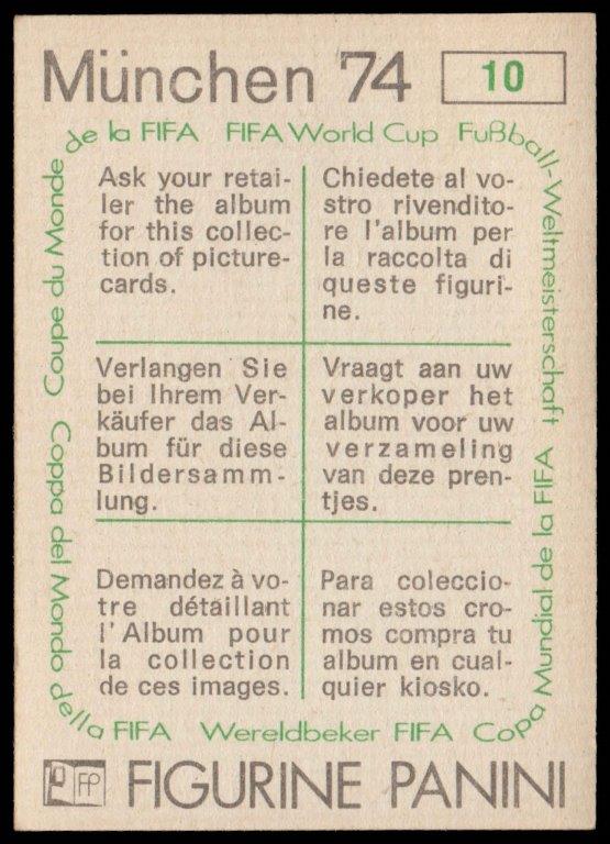 Panini - 'Munchen 74' - Card #10 - Jule Rimet Trophy Panini - 'Munchen 74' - Card #10 - Jule Rimet Trophy
