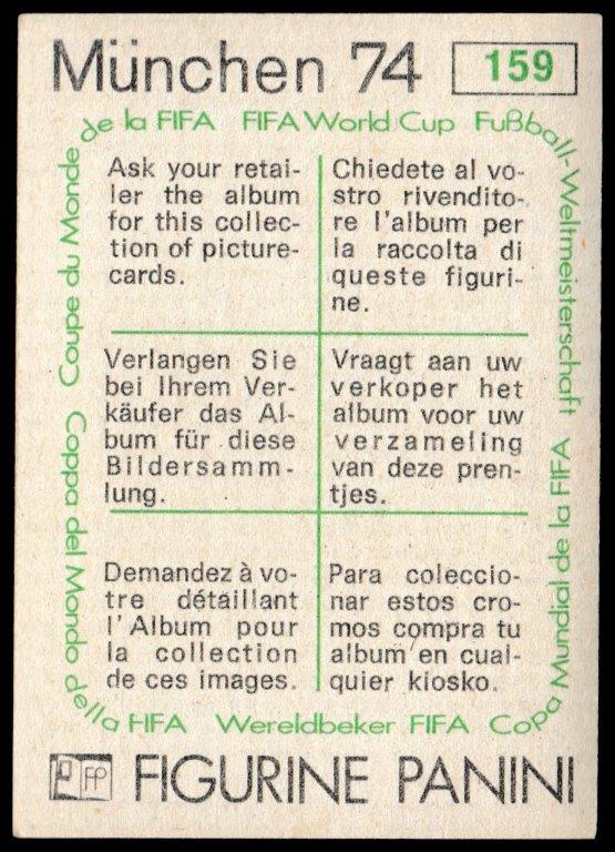 Panini - 'Munchen 74' - Card #159 - Alfredo (Brazil) Panini - 'Munchen 74' - Card #159 - Alfredo (Brazil)