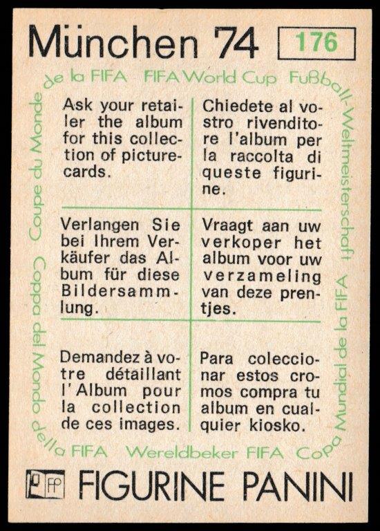 Panini - 'Munchen 74' - Card #176 - Tshimen Bwanga (Zaire) Panini - 'Munchen 74' - Card #176 - Tshimen Bwanga (Zaire)