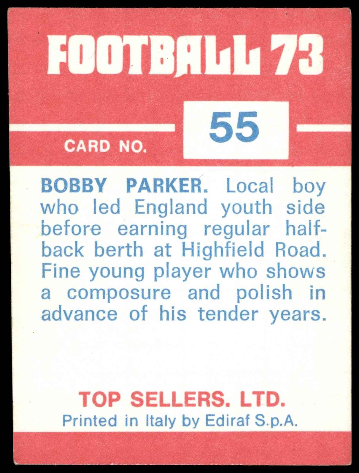 Panini Top Sellers - 'Football 73' (1973) - Bobby Parker (Coventry City) Panini Top Sellers - 'Football 73' (1973) - Bobby Parker (Coventry City)