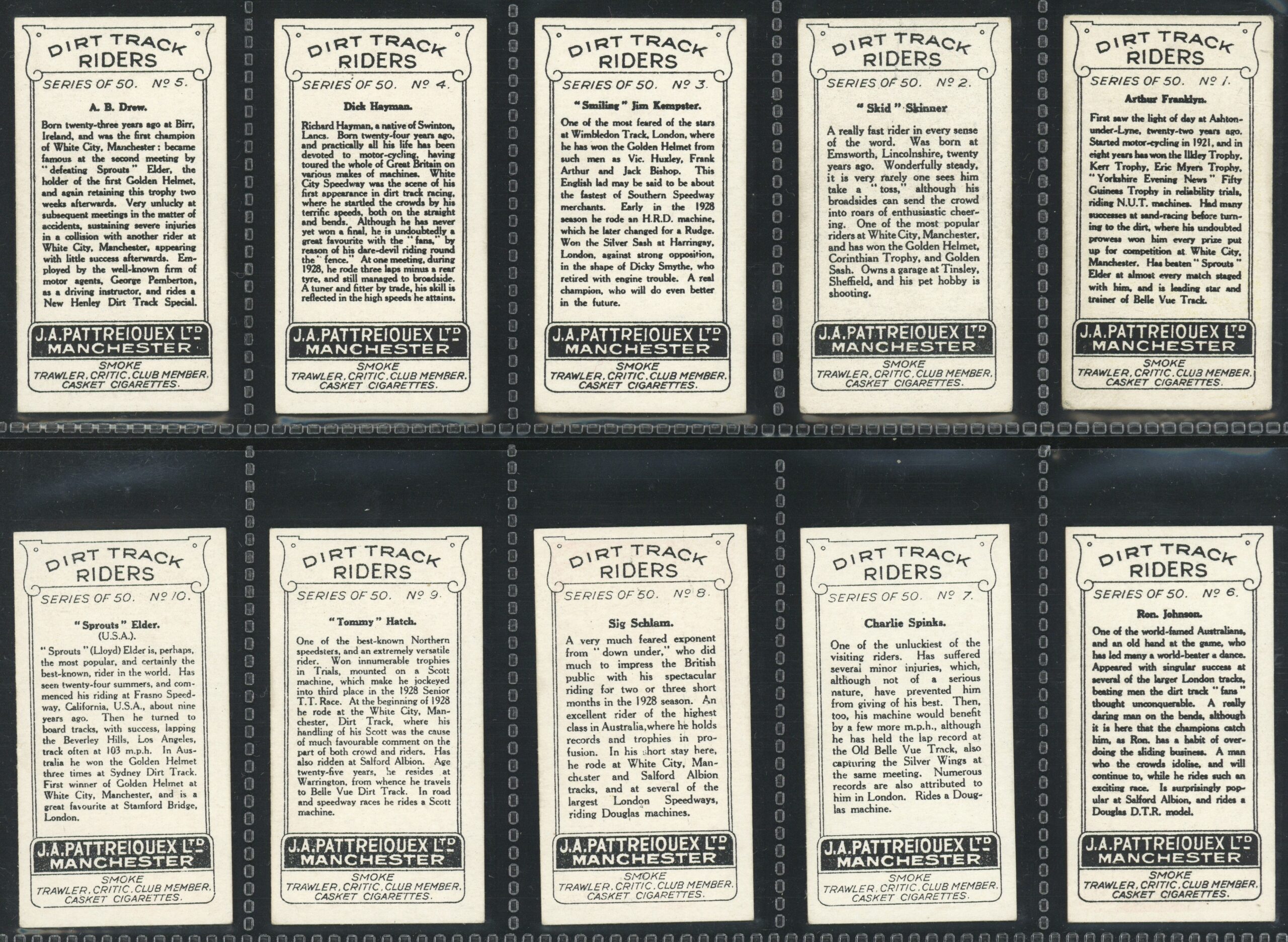 Pattreiouex - 'Dirt Track Riders (50)' - Complete Set (1929) Pattreiouex - 'Dirt Track Riders (50)' - Complete Set (1929)