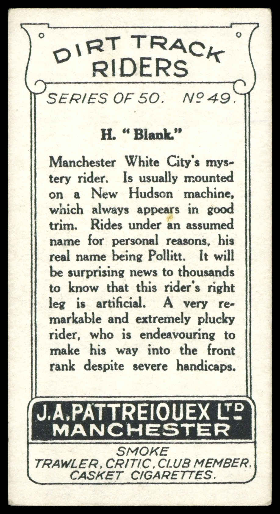 Pattreiouex - 'Dirt Track Riders (50)' (1929) - H. "Blank" Pattreiouex - 'Dirt Track Riders (50)' (1929) - H. "Blank"