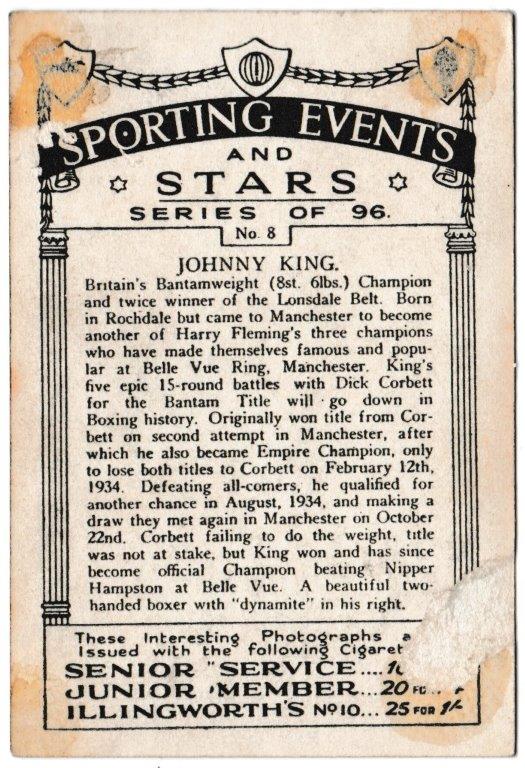 Pattreiouex - 'Sporting Events & Stars' (1935) - Card #8 - Jonny King Pattreiouex - 'Sporting Events & Stars' (1935) - Card #8 - Jonny King