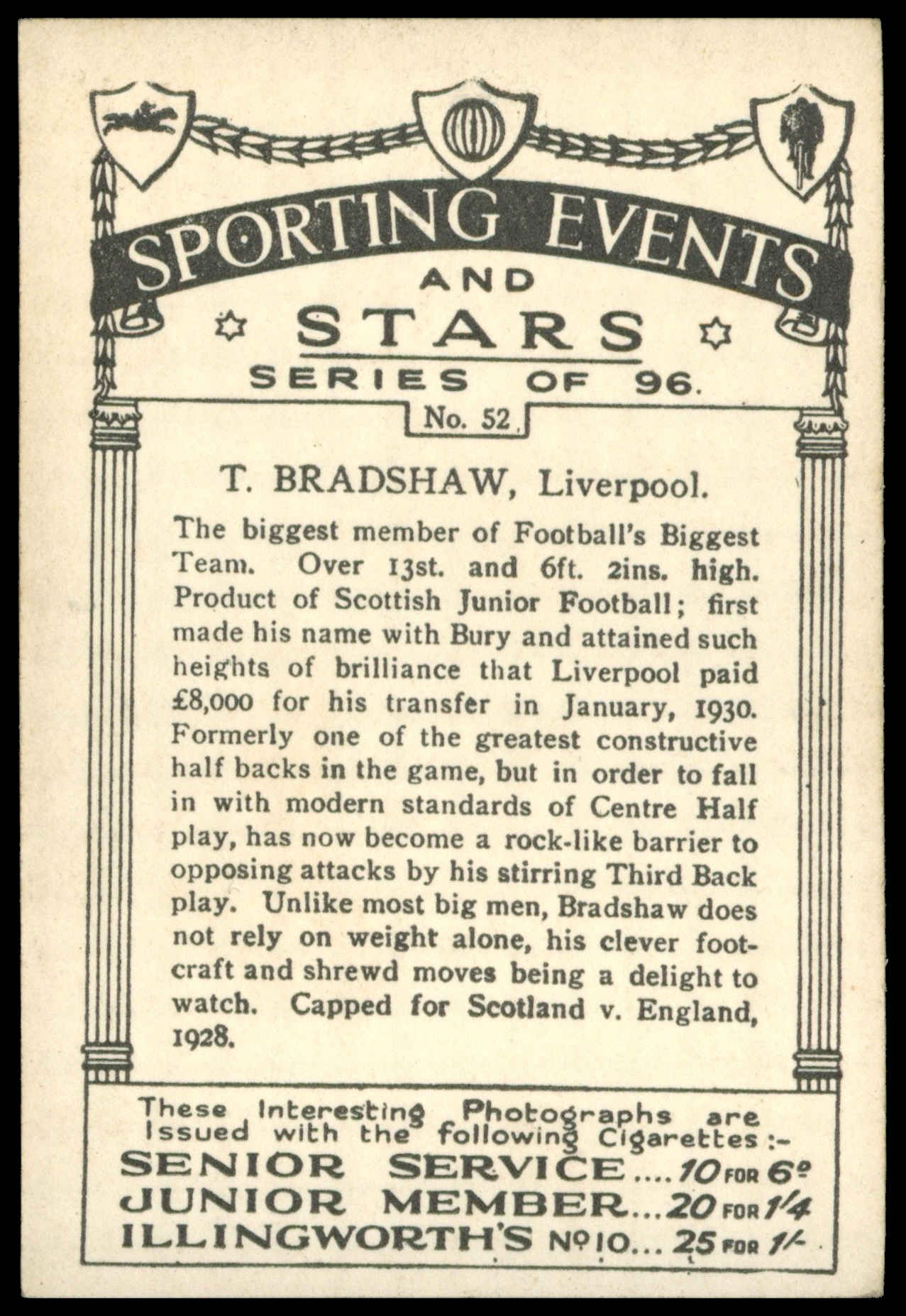 Pattreiouex - 'Sporting Events & Stars' (1935) - T. Bradshaw (Liverpool) Pattreiouex - 'Sporting Events & Stars' (1935) - T. Bradshaw (Liverpool)