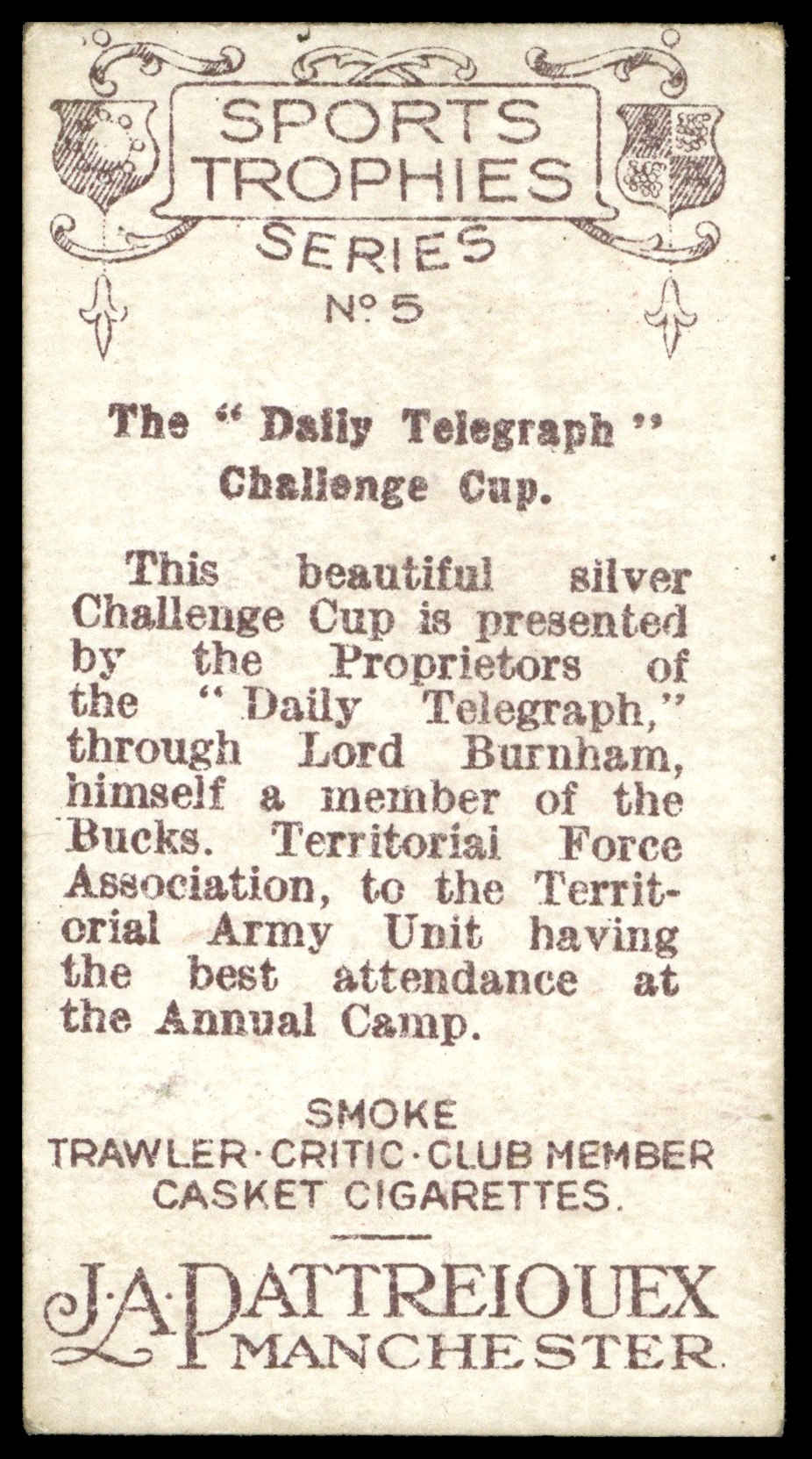 Pattreiouex - 'Sports Trophies' (1931) - The Daily Telegraph Attendance Cup Pattreiouex - 'Sports Trophies' (1931) - The Daily Telegraph Attendance Cup