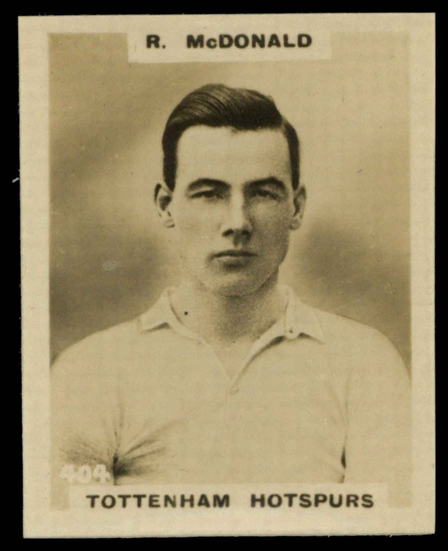 Phillips (Godfrey) - 'Pinnace Footballers K - "Photo"' (1922) - #404 - R. McDonald (Tottenham Hotspurs) Phillips (Godfrey) - 'Pinnace Footballers K - "Photo"' (1922) - #404 - R. McDonald (Tottenham Hotspurs)