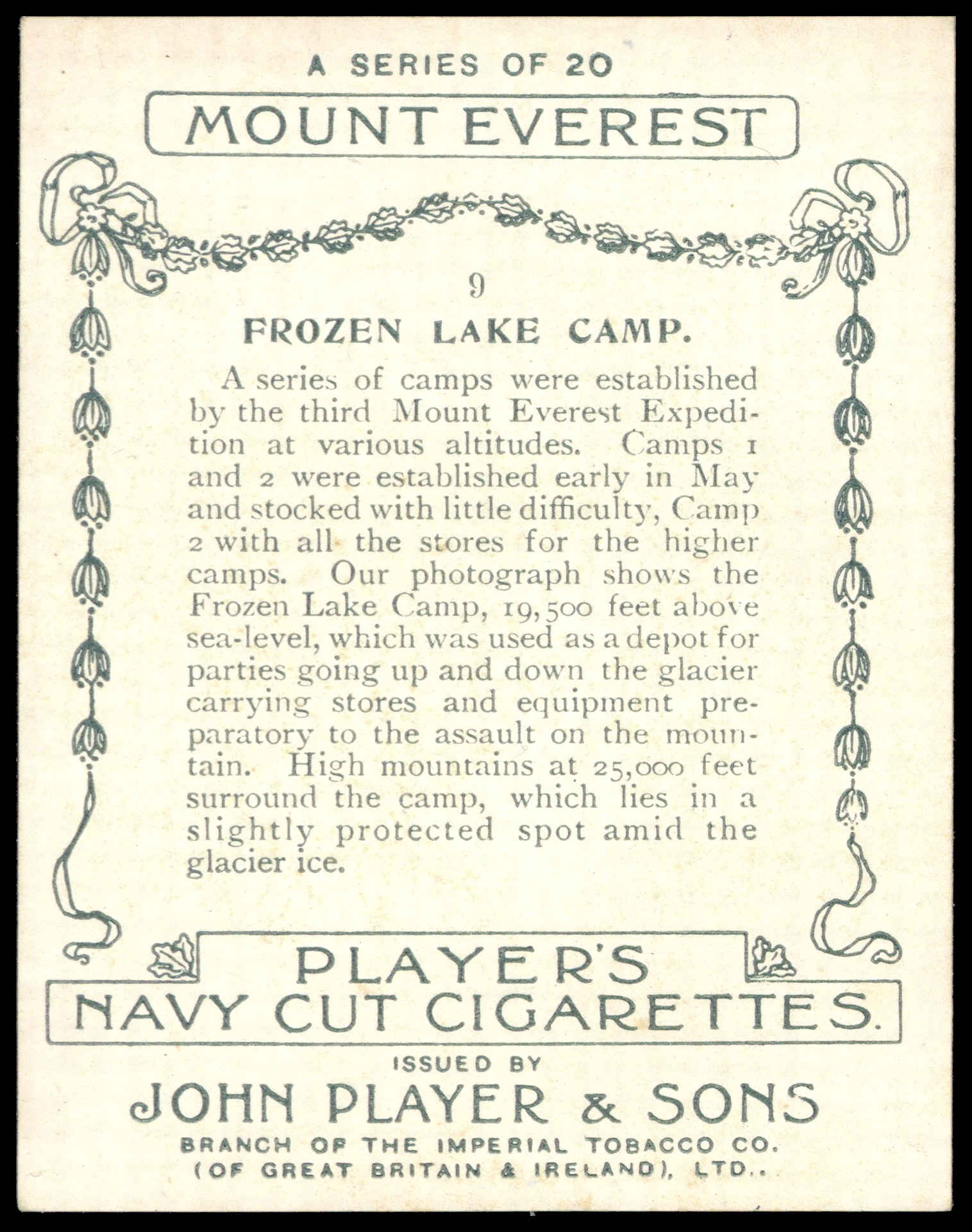 Player (John) - 'Mount Everest' (1925) - #9 - Frozen Lake Camp Player (John) - 'Mount Everest' (1925) - #9 - Frozen Lake Camp