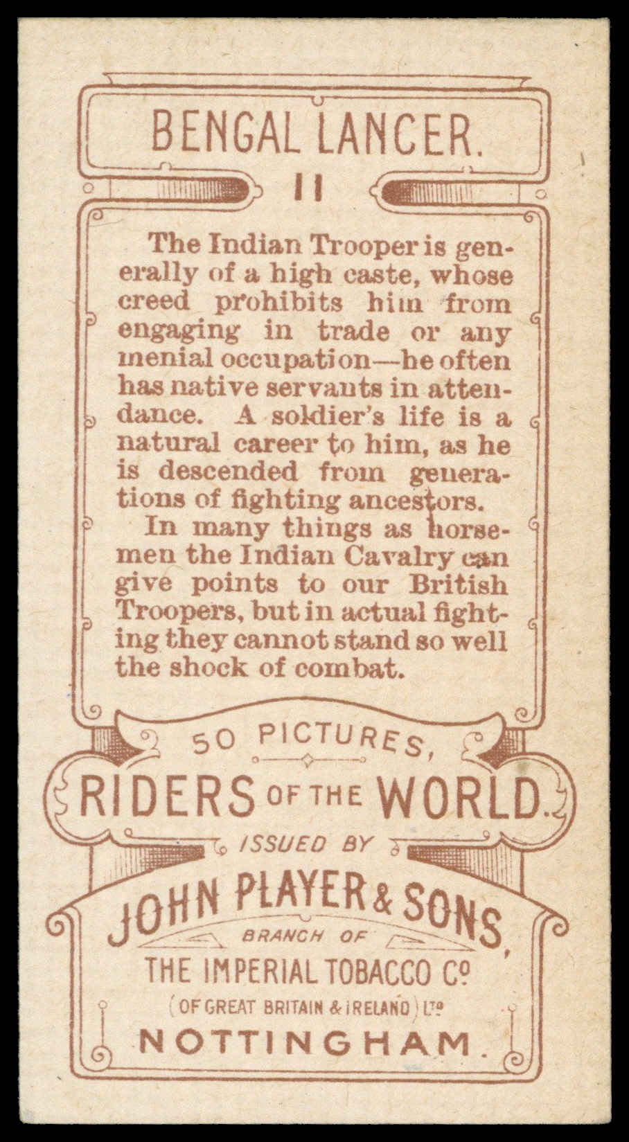 Jhon Riders Player (John) – ‘Riders of the World (1905)’ (1905) – #11 – Bengal ...