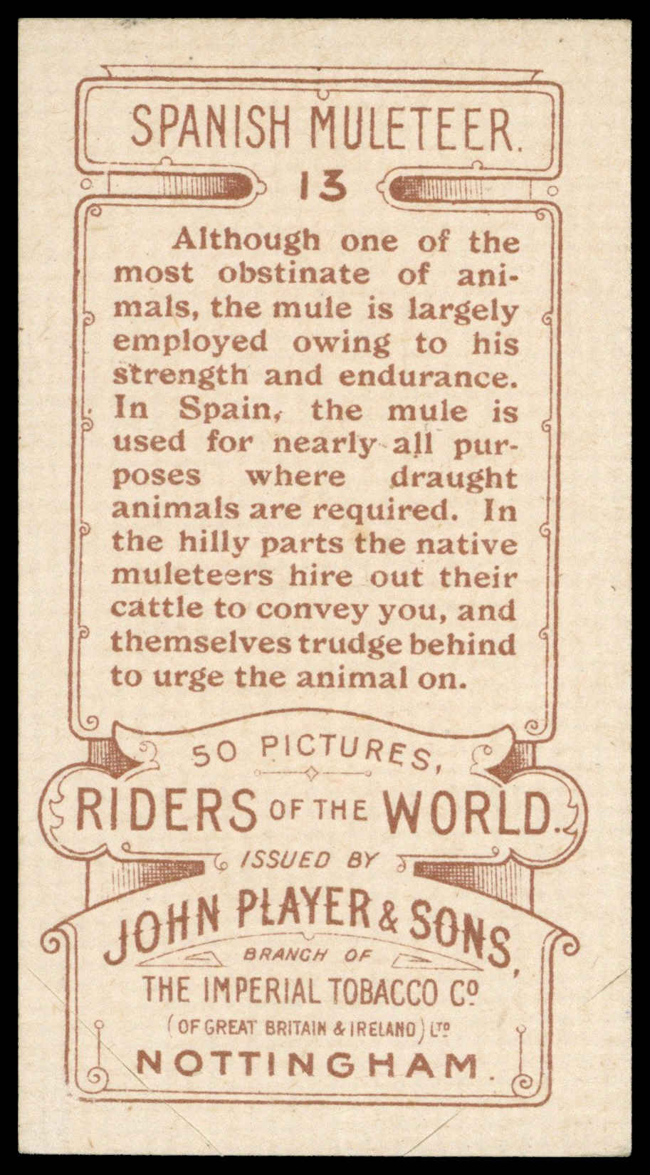 Jhon Riders Player (John) – ‘Riders of the World (1905)’ (1905) – #13 – Spanish ...