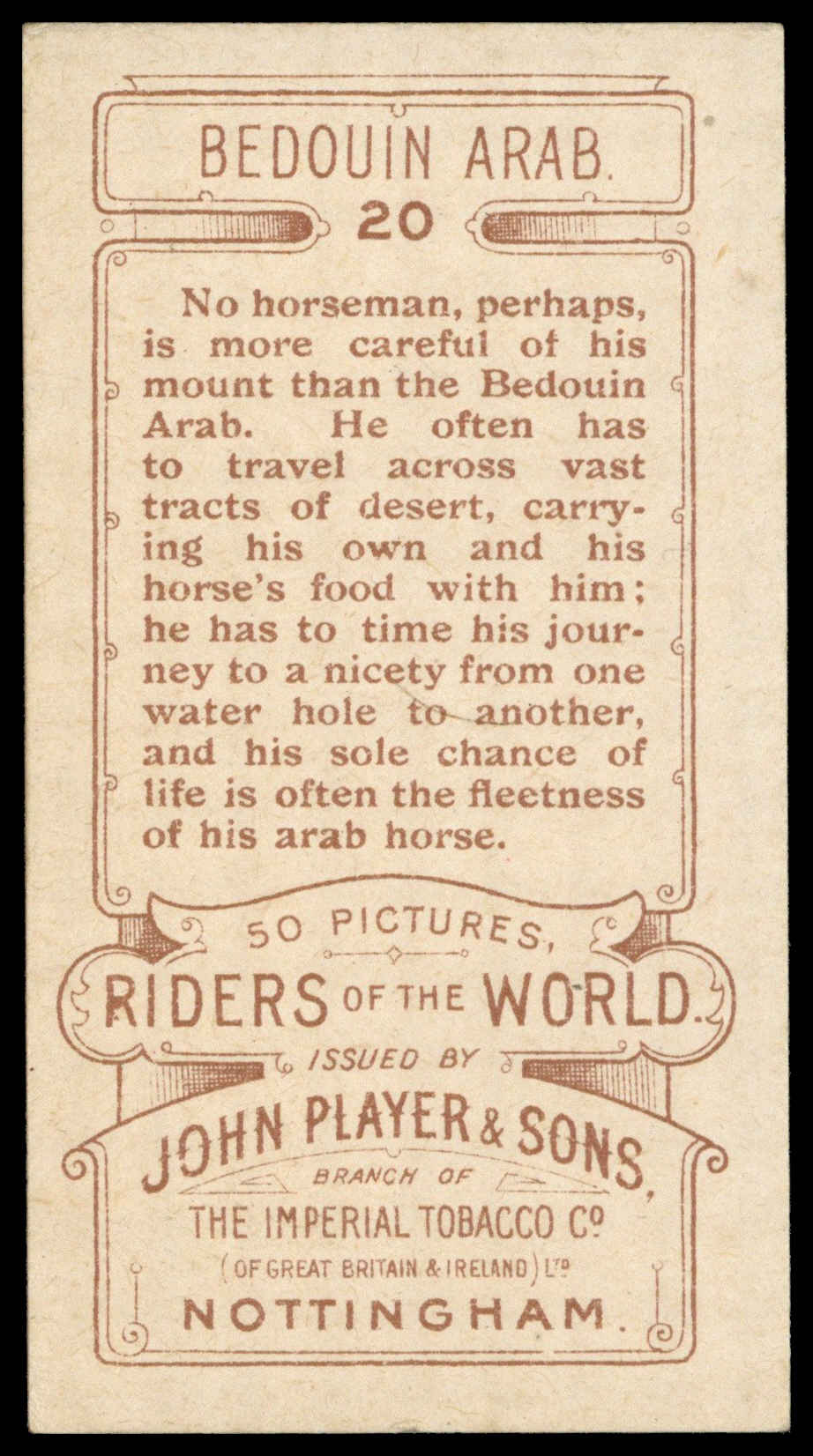 Player (John) - 'Riders of the World (1905)' (1905) - #20 - Bedouin Arab Player (John) - 'Riders of the World (1905)' (1905) - #20 - Bedouin Arab