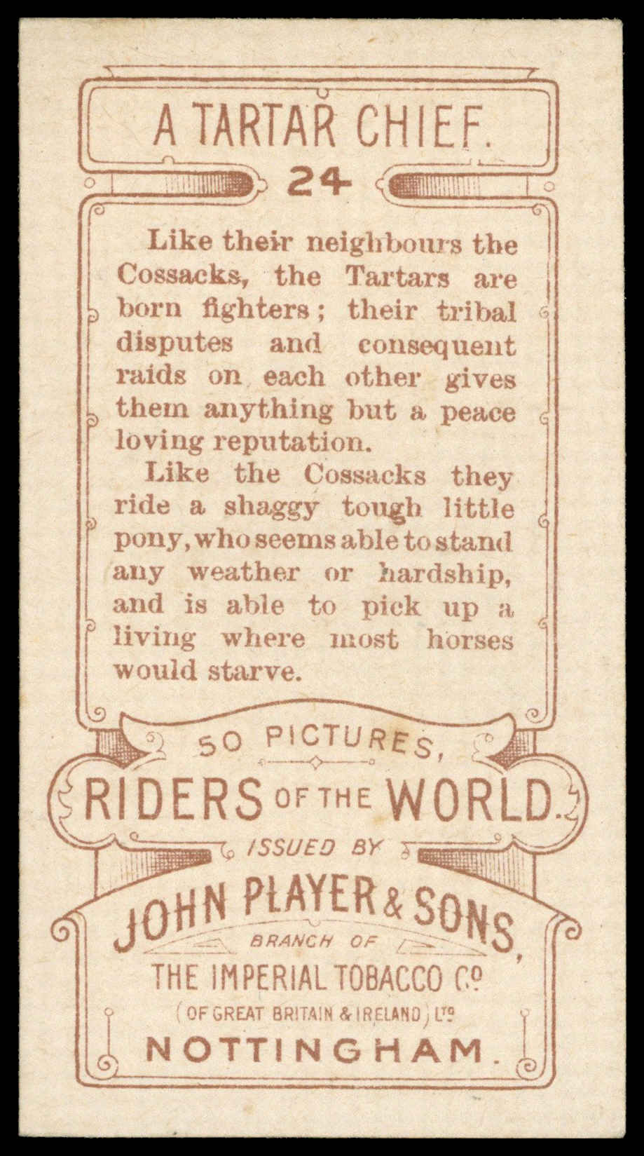 Jhon Riders Player (John) – ‘Riders of the World (1905)’ (1905) – #24 – A Tartar ...