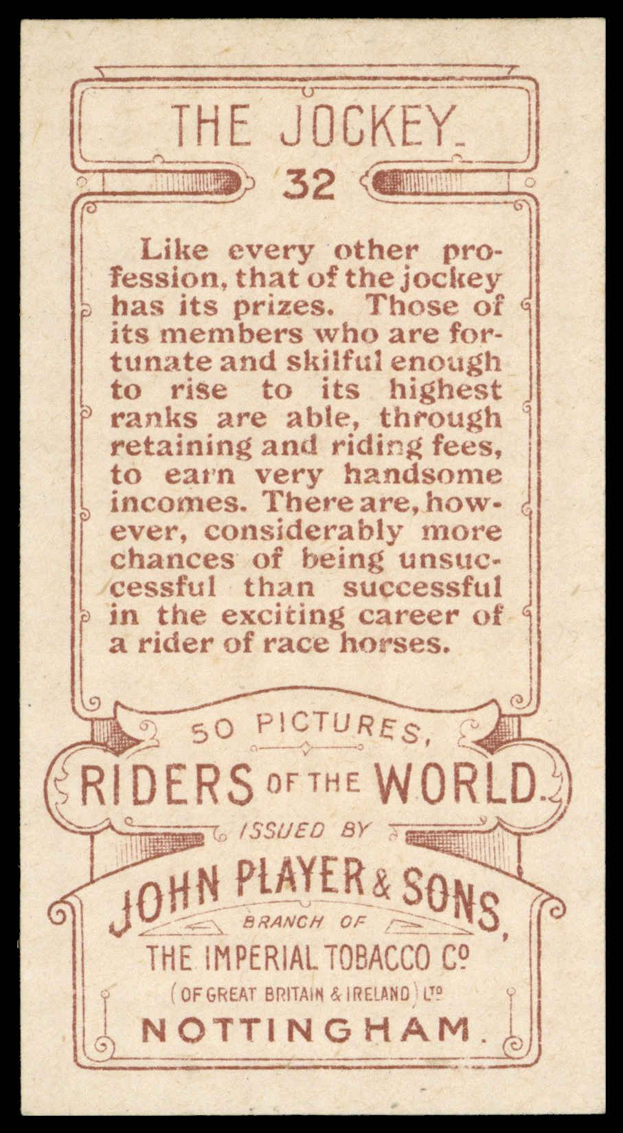 Jhon Riders Player (John) – ‘Riders of the World (1905)’ (1905) – #32 – The Jockey ...