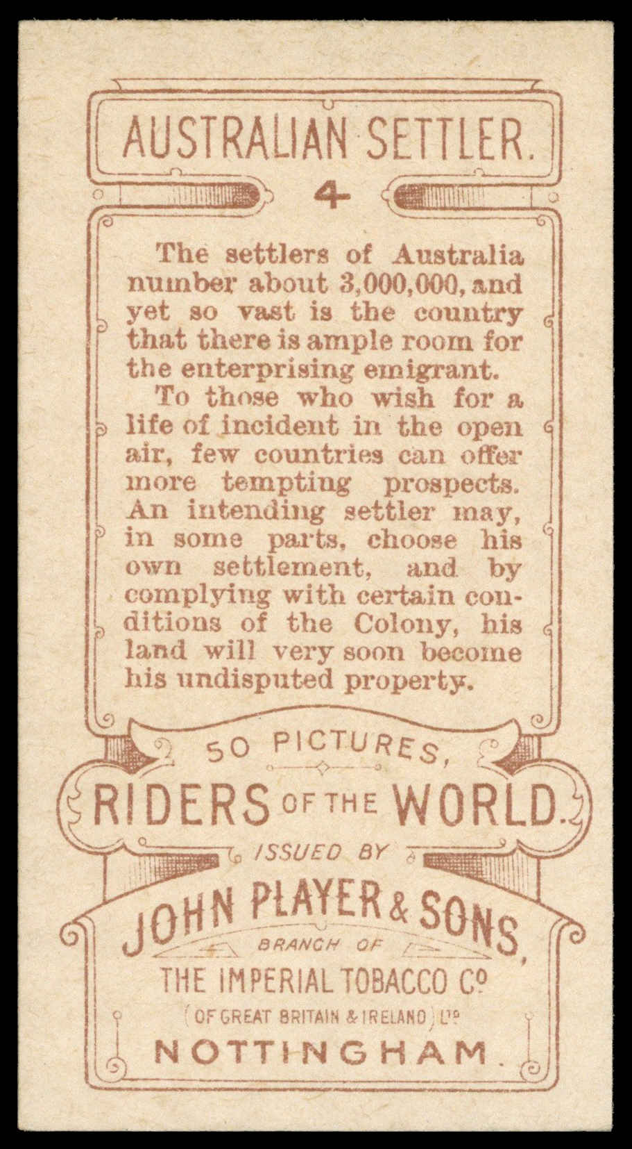 Jhon Riders Player (John) – ‘Riders of the World (1905)’ (1905) – #4 – Australian ...