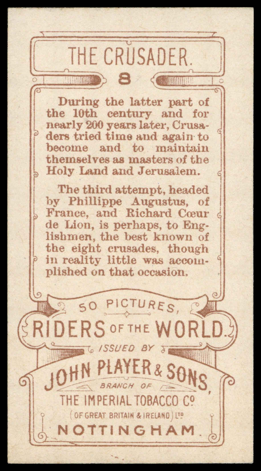Jhon Riders Player (John) – ‘Riders of the World (1905)’ (1905) – #8 – The Crusader ...